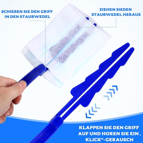 8 Herbruikbare Stofdoeken Voor Swiffer + Handvat - Wasbare Microvezel Navulling - 360° Stofmagneet