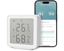 Thermomètre-hygromètre connecté en Wi-Fi, petit écran LCD, capteur de température et d'humidité Bluetooth, stockage des données, contrôle via application, thermomètre et hygromètre à distance, idéal pour la maison et la chambre.