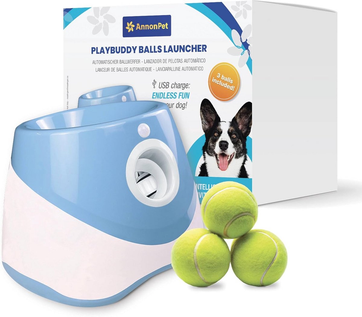 Automatische Ballenwerper voor Honden met Instelbare Afstanden – USB Oplaadbaar en Inclusief Tennisballen