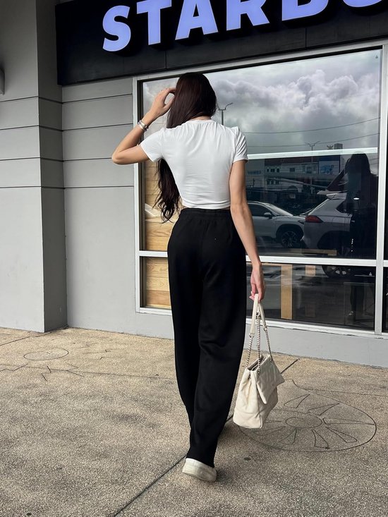 Hoge Taille Joggingbroek Dames - Sportbroek met Wijde Pijpen en Elastische Band — afbeelding 3