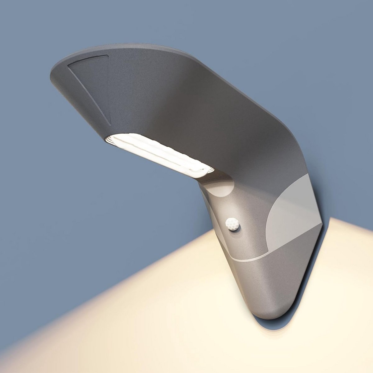 ACMHNC Wandlamp op zonne-energie voor buiten, led-spot met bewegingsmelder, 4400 mAh batterij, waterdicht IP65, aluminium, wandlamp voor tuin, muur, garage