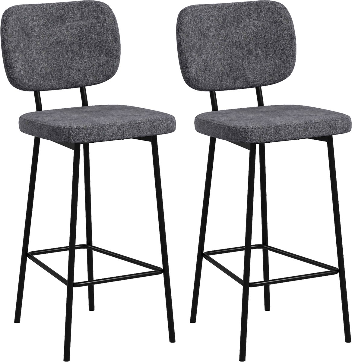 HOMCOM-Barstool-Linnen (100% polyester)-41x46x90cm-Grijs