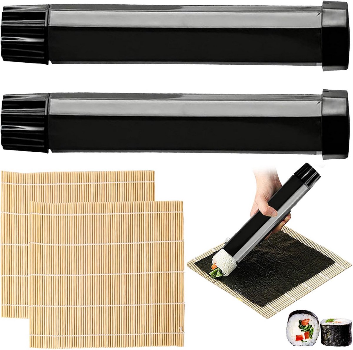 Sushi Makerset voor Thuis - 6 delige Draagbare Set met Rolmat en Roller voor Beginners