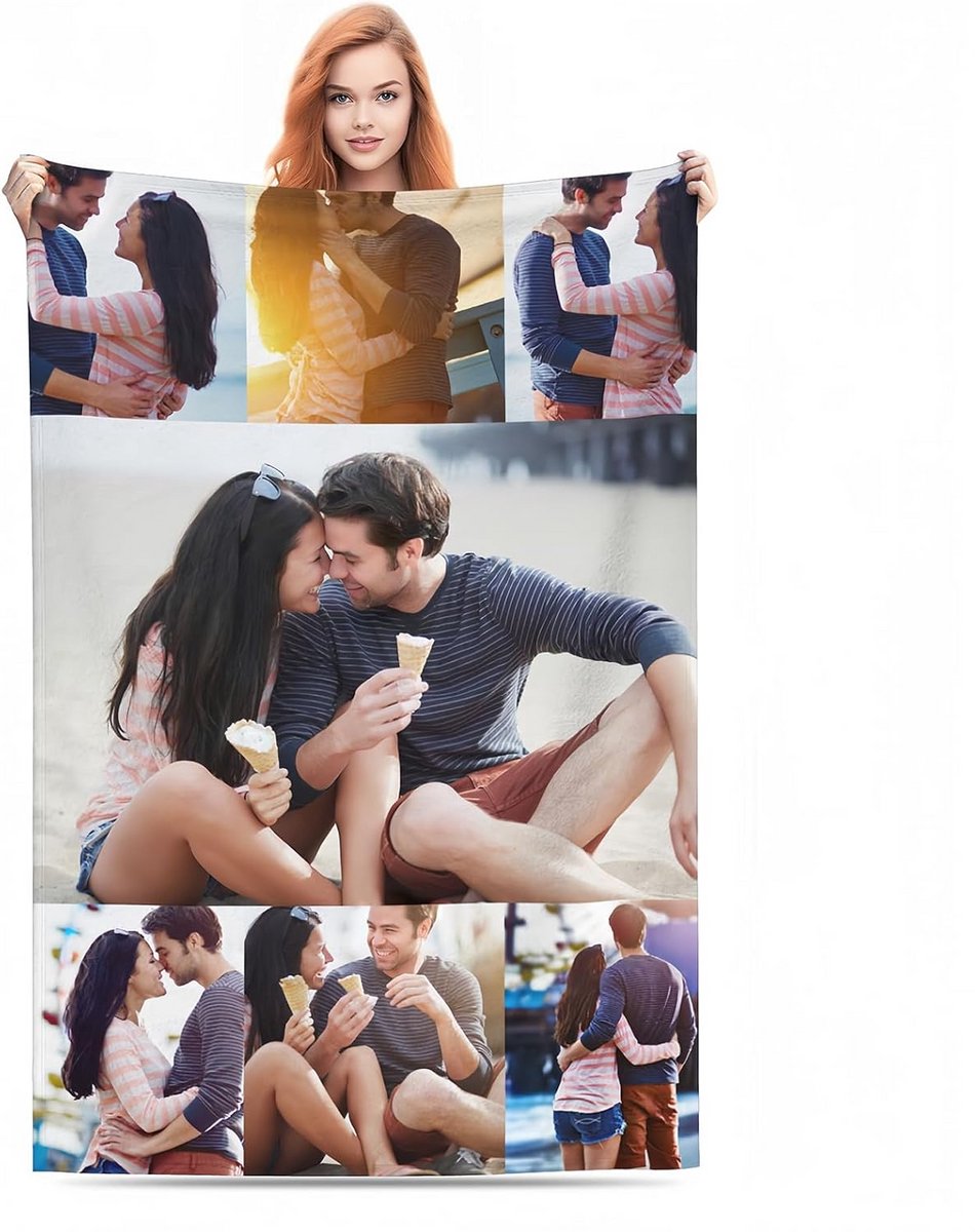 Gepersonaliseerde Fleece Deken met Foto en Tekst Op Maat