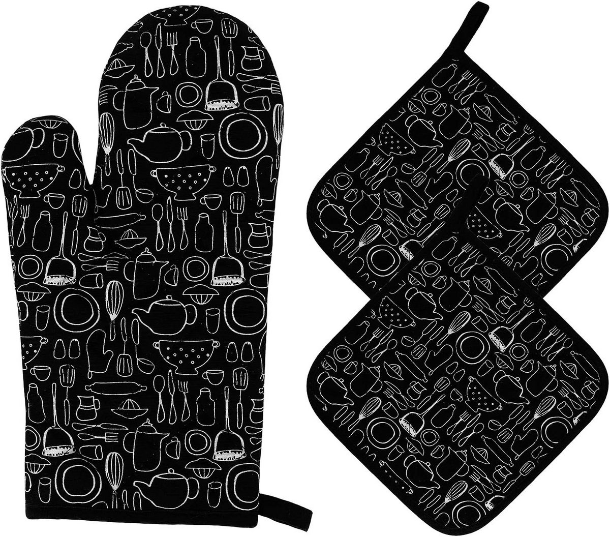 Hittebestendige Ovenhandschoenen en Placemat Set voor Koken en Bakken