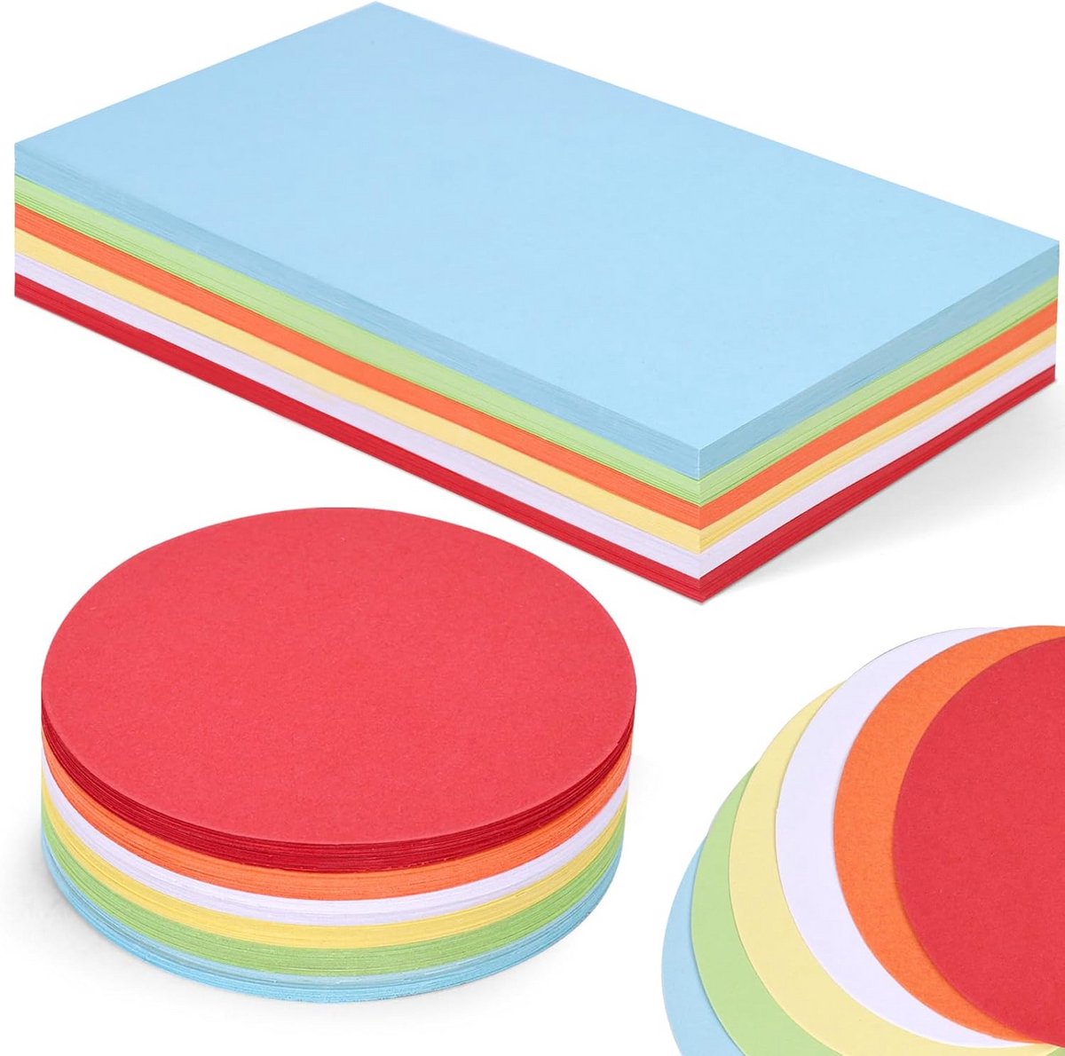 300 Stuks Moderatiekaarten Set - Leren Kaarten in 6 Kleuren, Rond en Rechthoekig