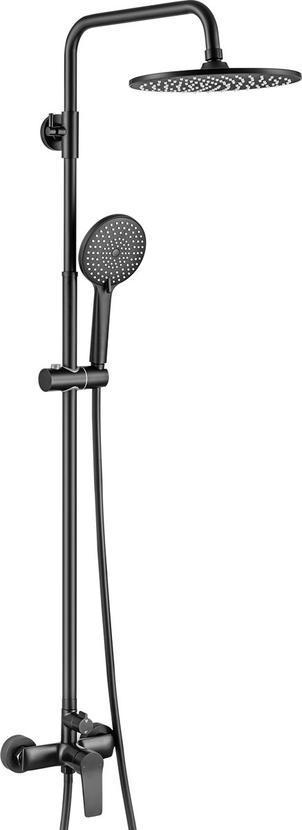 Auralum Max Regendouche Zwart - Ø 25 cm - Douchesysteem - Met kraan - Voor Badkamer - 3-standen handdouche - Hoogte Verstelbaar 93-130 cm - Zwart