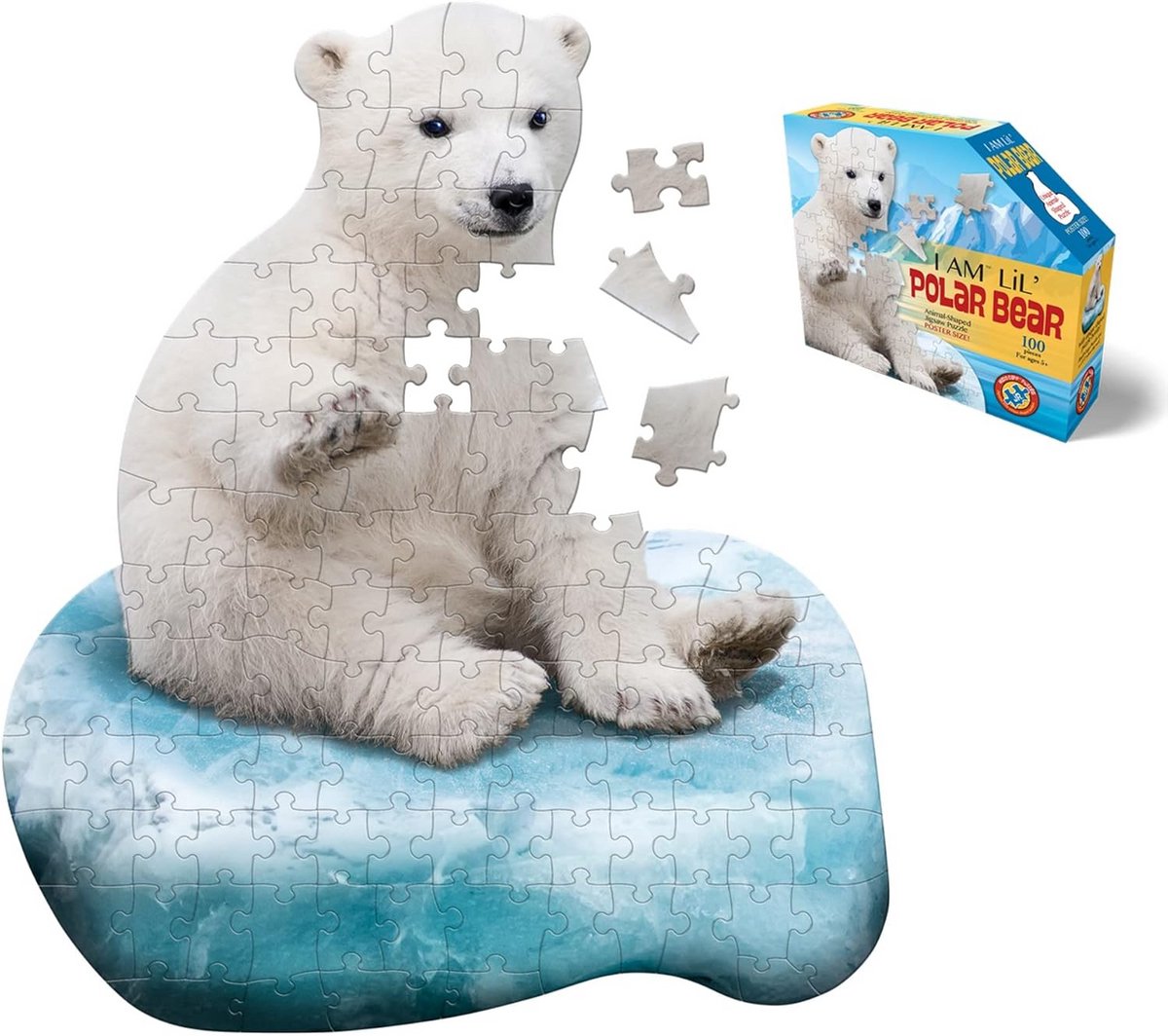 Vormpuzzel IJsbeer Contourpuzzel 100 Stukjes met Grote Poster
