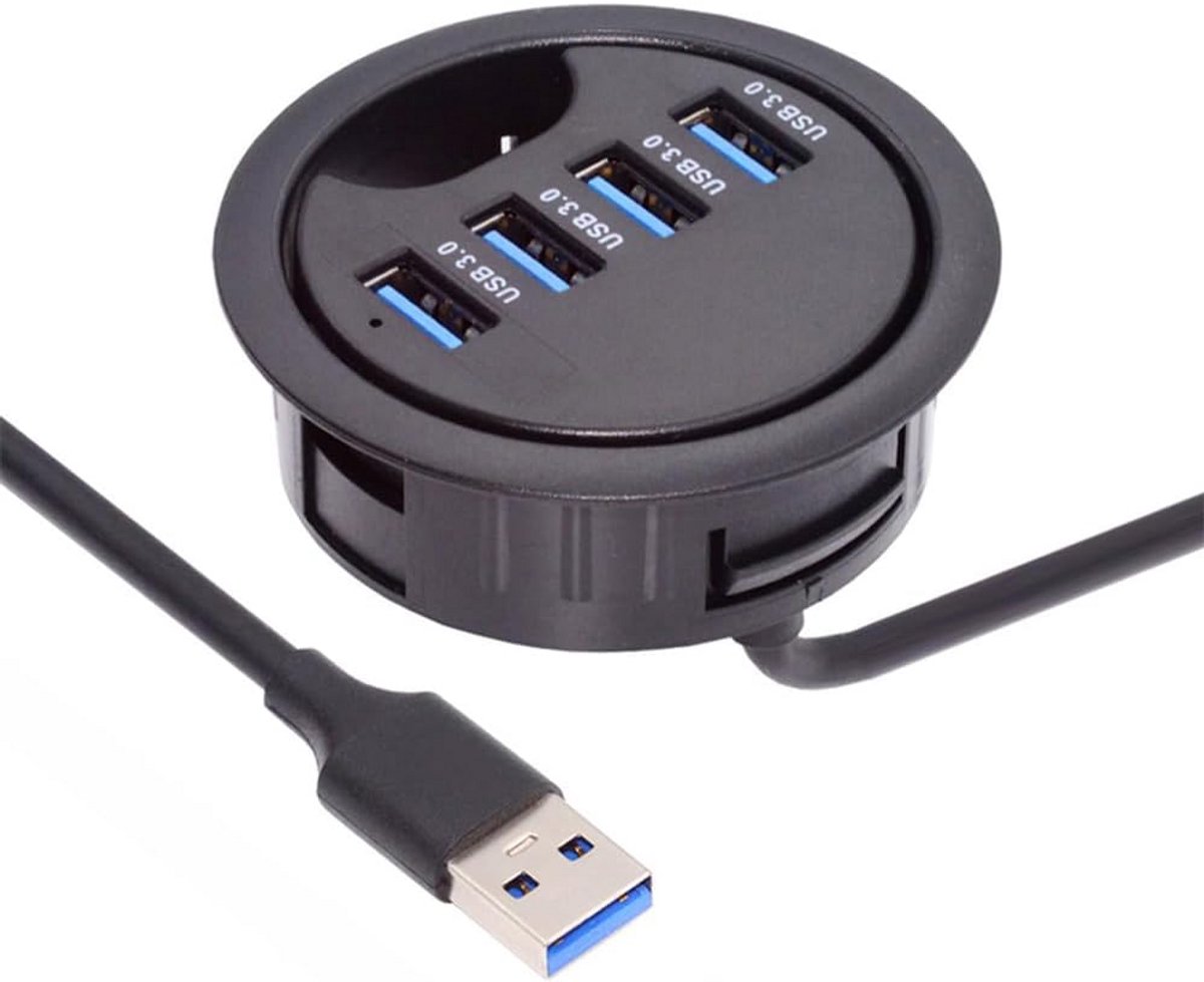 USB 3.0 Hub Splitter met 4 Poorten voor Bureau Grommet Installatie