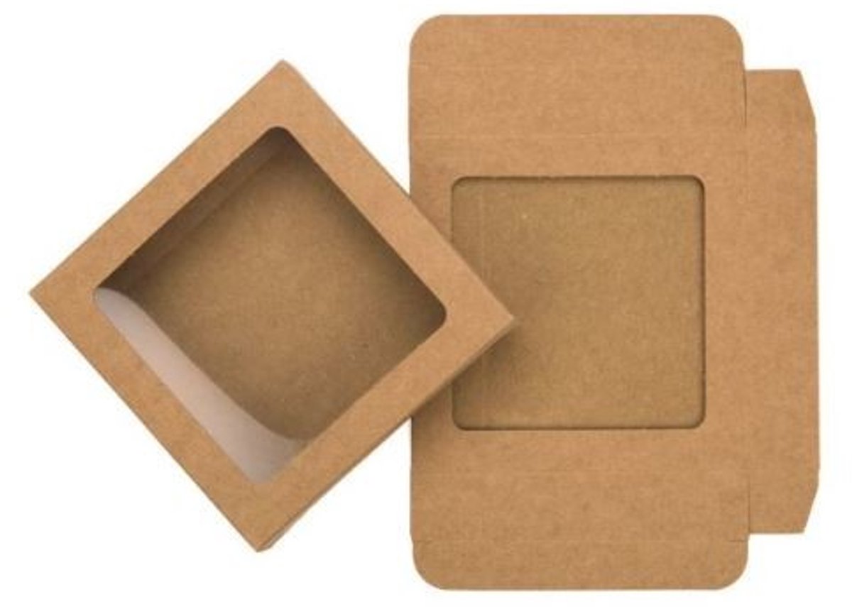 Kraftdoosjes met Venster 10,5x2,2x10,5cm (25 stuks)