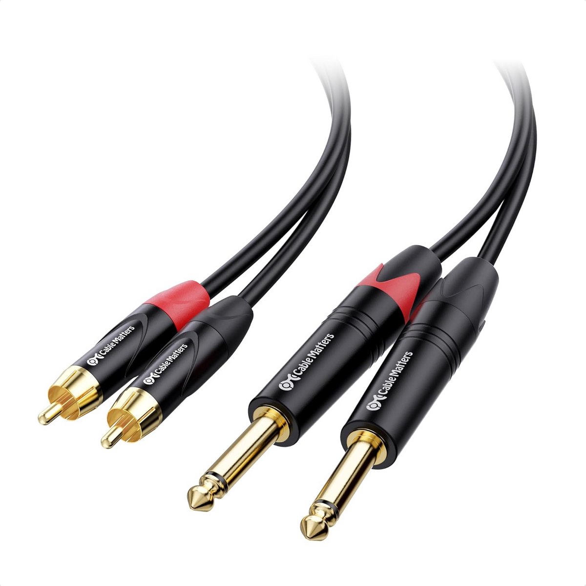 Dubbele 6.35mm Jack naar Dubbele RCA Kabel - Stereo Audio Interconnect Kabel voor Audioapparatuur
