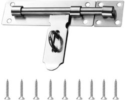 Roestvrij stalen deurgrendel - schuifslot - afsluitbaar - hangslot - magazijn - garage - schuur - poort - deuren - veiligheidsslot - duurzaam - roestvrij - metaal - cilinderslot - beveiliging - buiten - binnen - hang- en sluitwerk