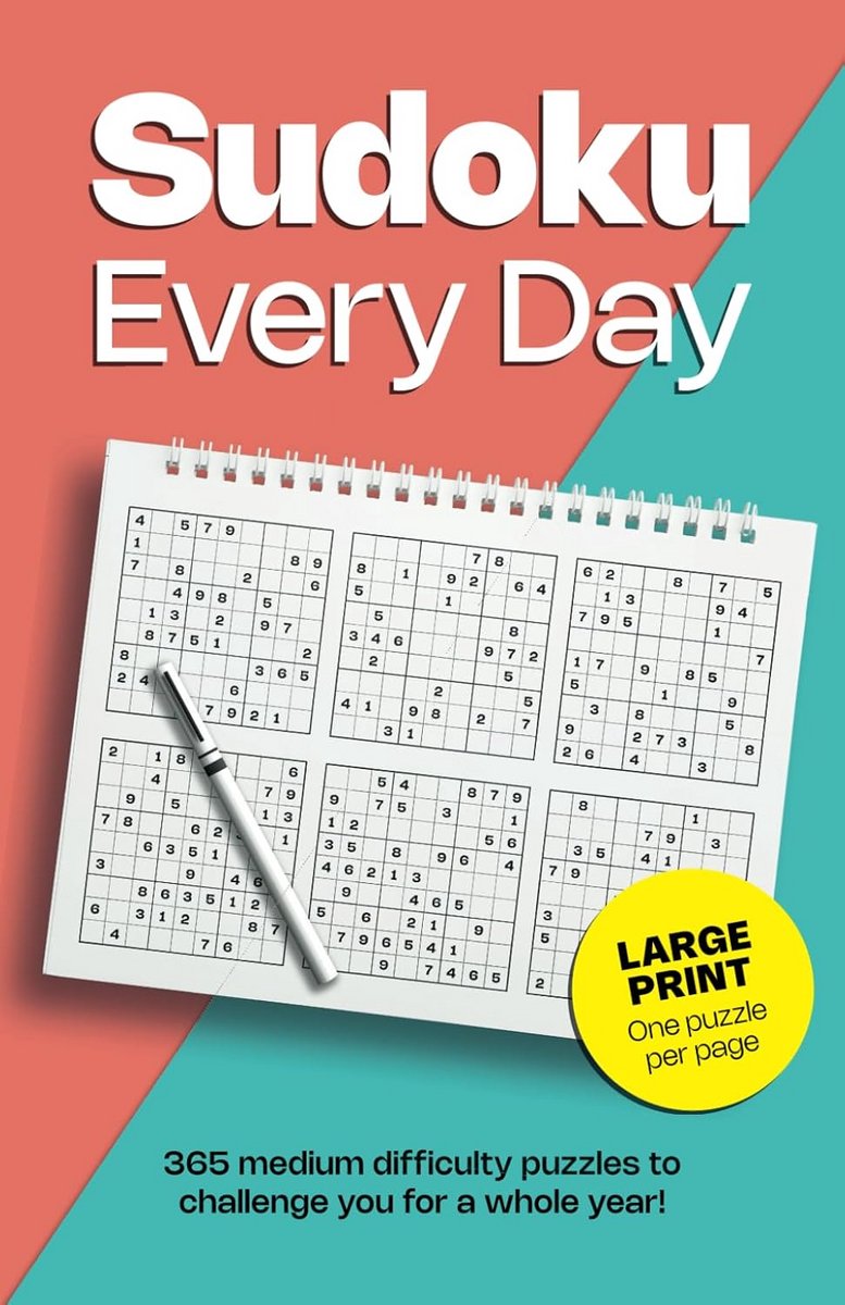 365 Sudoku Puzzels Gemiddeld Moeilijk Groot Lettertype Jaarboek