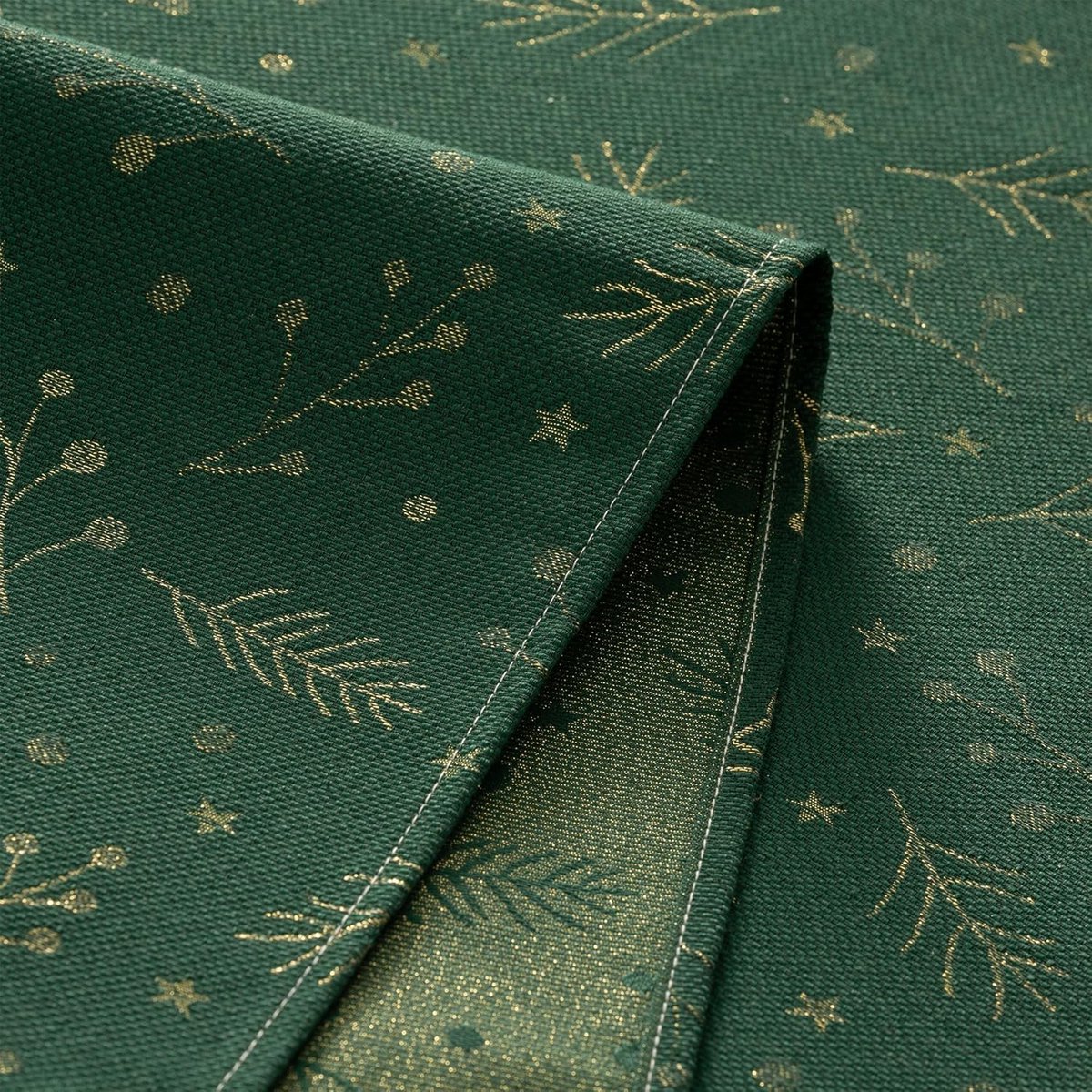 Kerst Tafelkleed Groen en Goud Jacquard Rechthoekig 140 x 100 cm