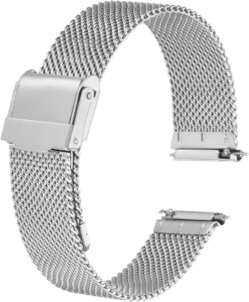 Mesh-Horlogeband 316L Roestvrijstaal 17 mm - Dames en Heren - Zilverkleurig - Verstelbare Snelsluiting - Geschikt voor Armband - Metalen Horlogeband met USP