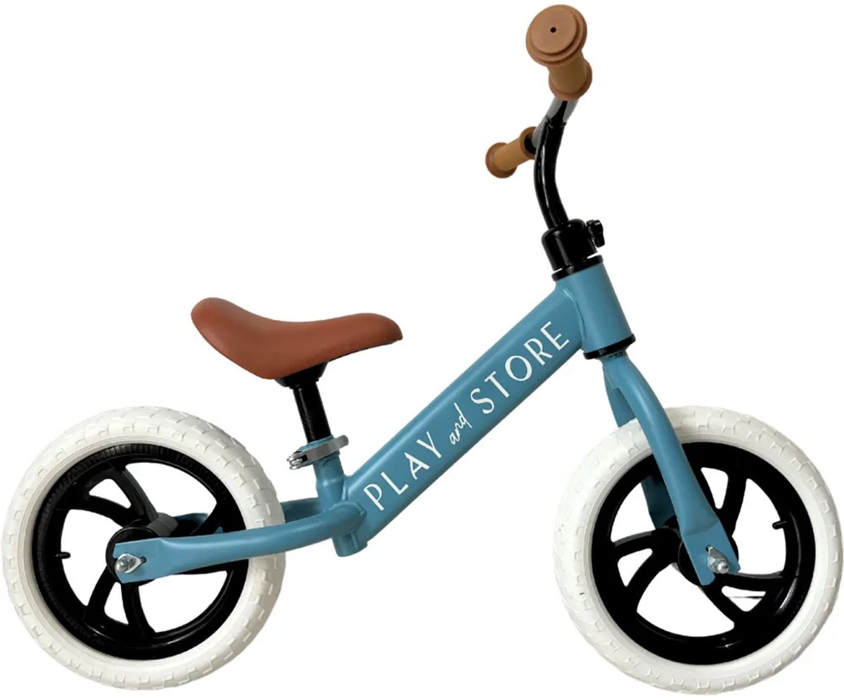 Play & Store Loopfiets Blauw met Mand – Kinderloopfiets – Balance Bike – Looptrainer – Evenwichtsfiets – Trainingsfiets – Verstelbaar Zadel & Stuur – Lekvrije Foam Banden – 3-6 Jaar