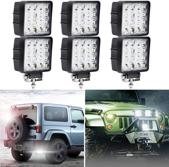 SKYWORLD Led werklamp 12V 24V, 10 stuks 6 inch led schijnwerper offroad rijdende lichten led mistlamp werklicht waterdicht werk licht bars voor 4x4 Auto tractor Vrachtwagen SUV ATV Boot