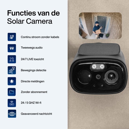 Finex Draadloze Beveiligingscamera V2 Black Edition - Solar Camera - Buiten camera met zonnepaneel - Bewakingscamera voor buiten - Beveiligingscamera buiten - 2K Ultra HD - Met wifi en app van Merkloos — afbeelding 5