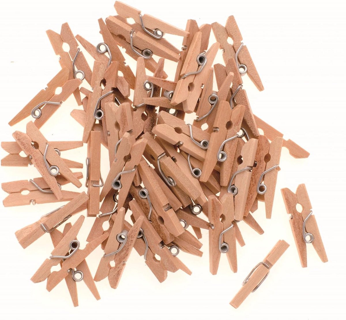 Houten Wasknijpers 45 Stuks - 25mm Natuurlijk Berkenhout