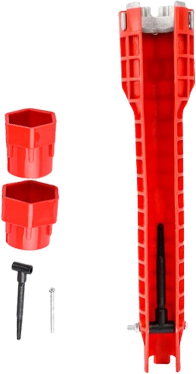 Sink Wrench, Basin Installation Wrench, 8-in-1 Multifunction Wrench, For Toilet Bowl Sink Bathroom Kitchen, Sanitary Ware(Red)