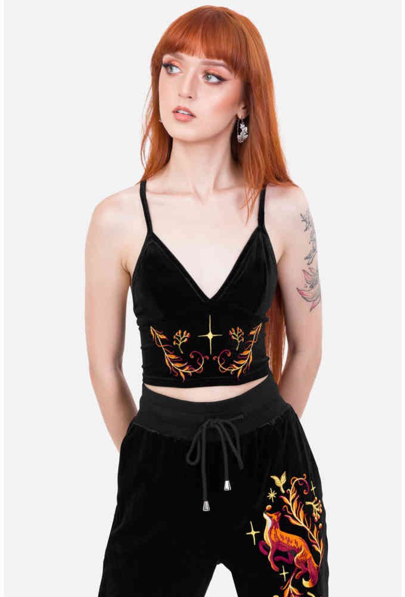 Restyle - STARFIRE Crop top - S - Zwart