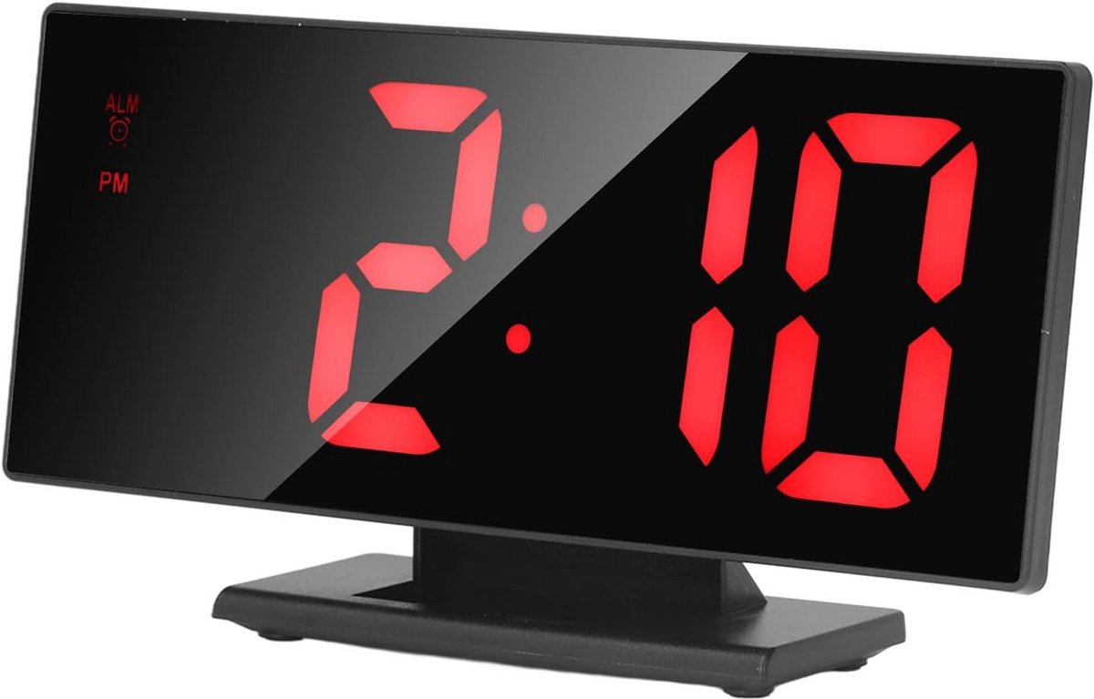 Digitale Wekker met LED Display en Spiegelend Uiterlijk voor Slaapkamer