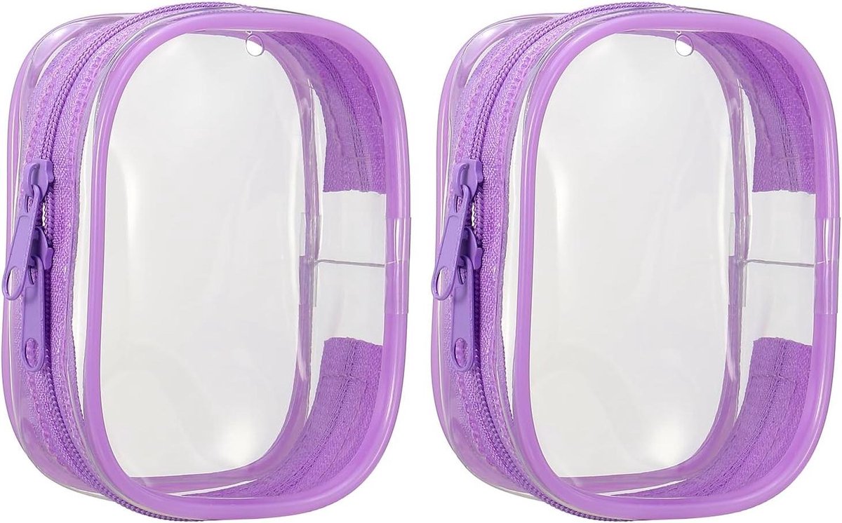 Allecta - Transparante PVC opbergtasjes voor figuren 2 stuks paars 9,4 x 7,9 cm