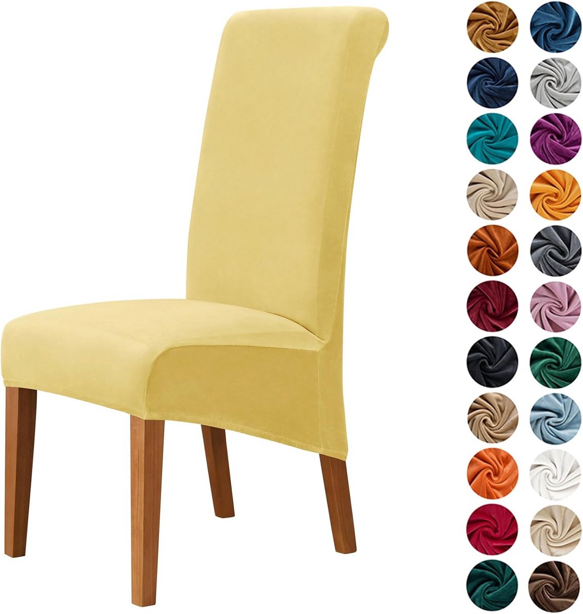 Set van 2/4/6 Hoge Stretch Fluweel Stoelhoezen voor Eetkamerstoelen - Afneembaar en Wasbaar