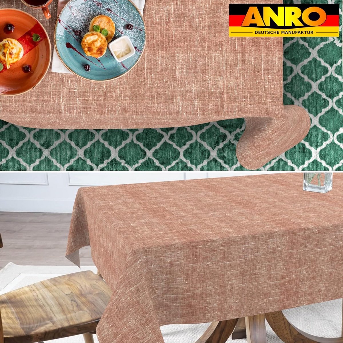 Afwasbaar Tafelkleed 160x120cm Rood Katoen Linnenlook Waterafstotend