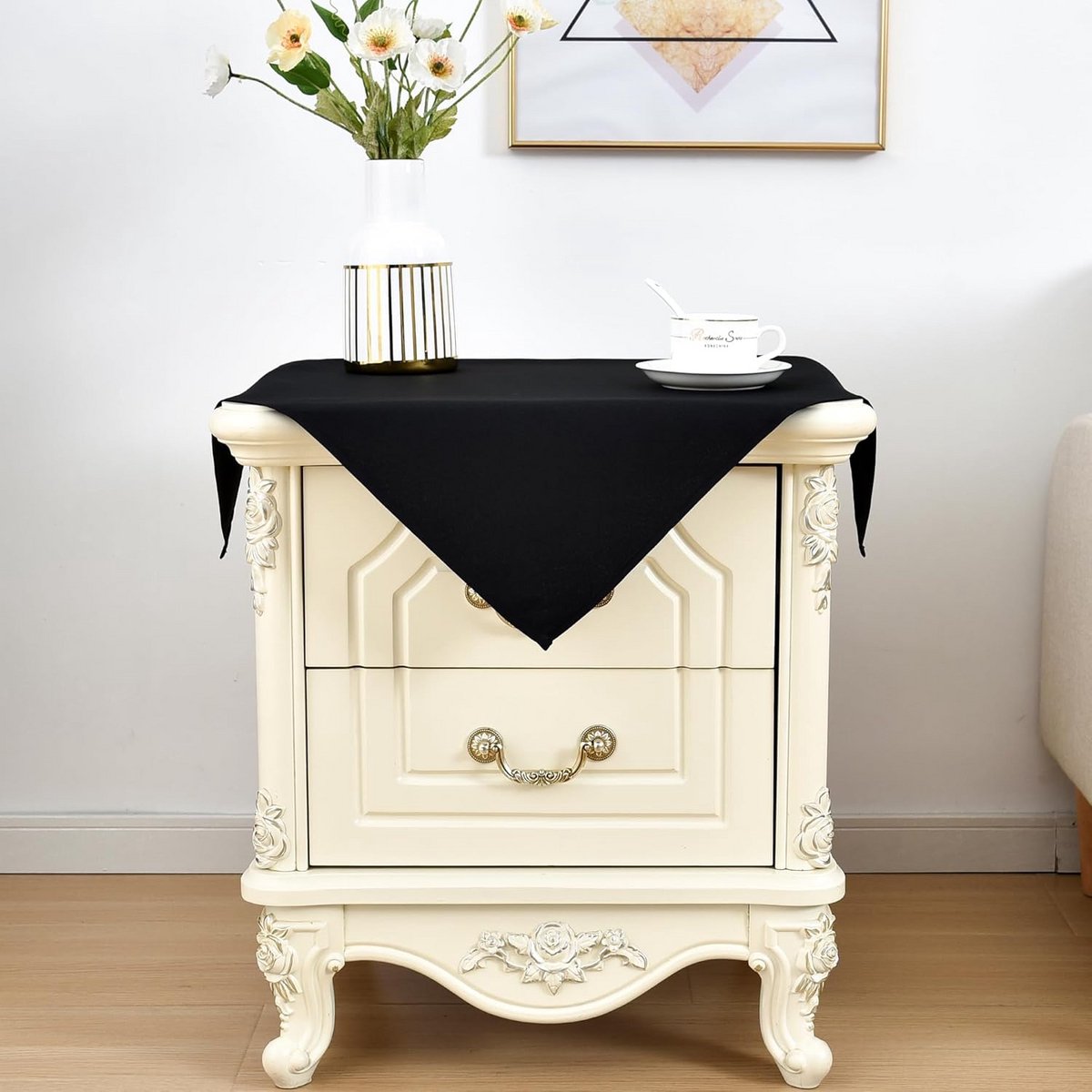 Zwart Vierkant Tafelkleed 61x61 cm - Waterbestendig en Wasbaar voor Binnen & Buiten