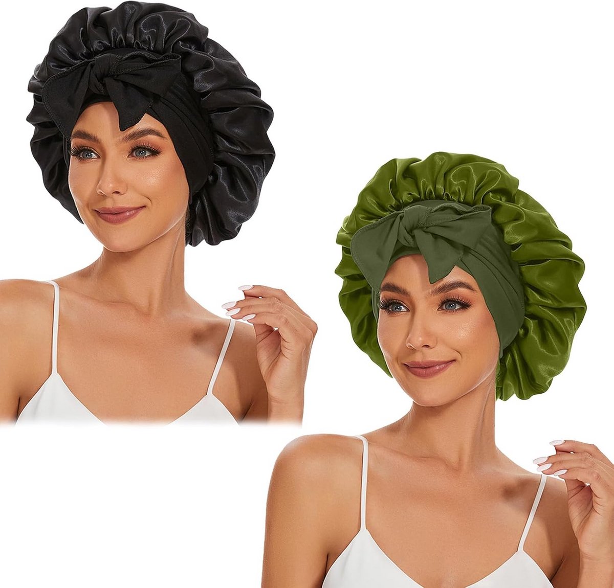 2 Stuks Zijden Slaapmuts voor Haarbescherming - Verstelbare Satijnen Beanie voor Dames en Heren