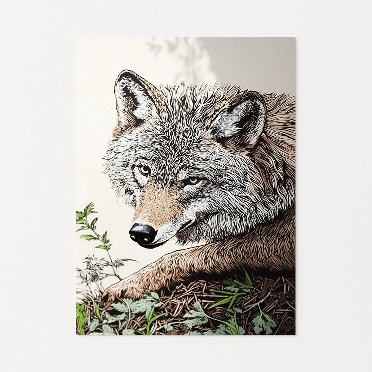 Geconcentreerde wolf – muurdecoratie modern – wanddecoratie klassiek – Poster – 30x40 cm