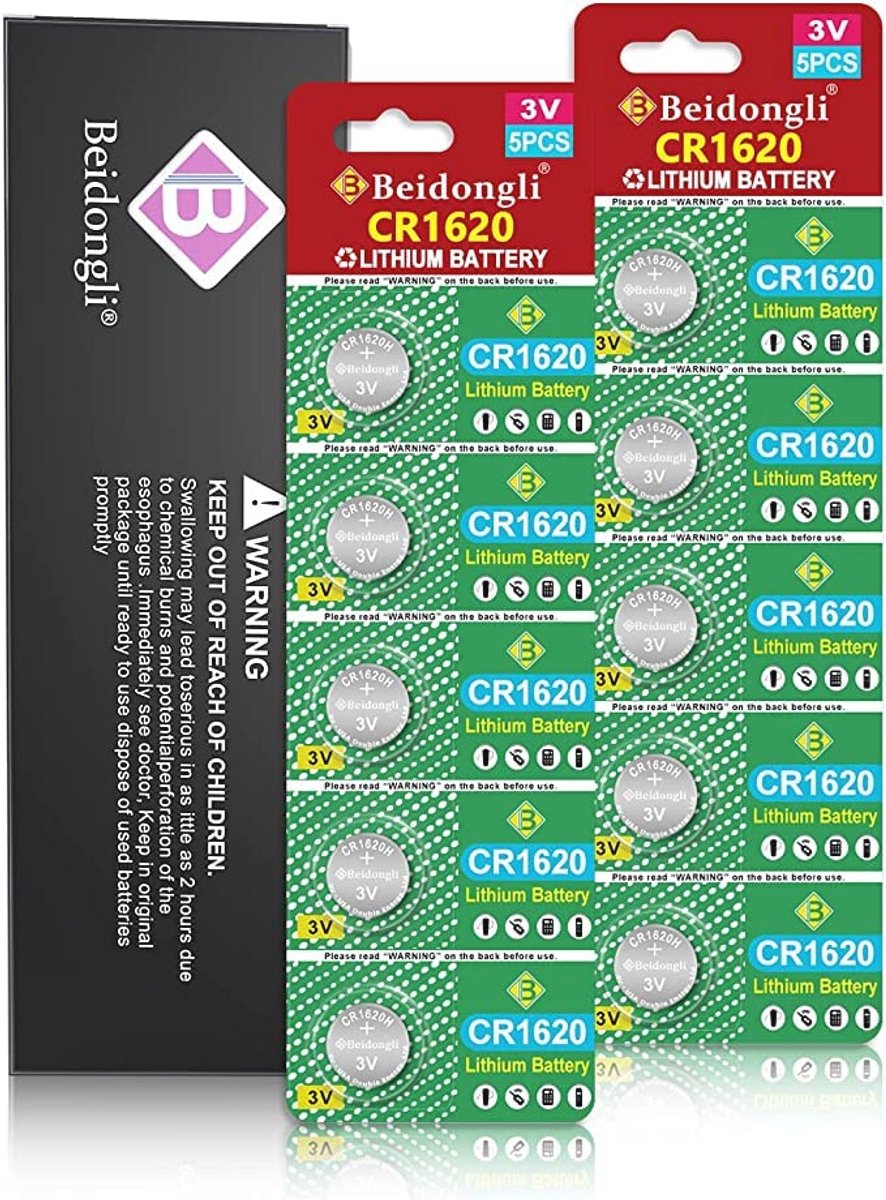 10 Knoopcelbatterijen 3V Lithium CR1620 - Langdurige Energiebron