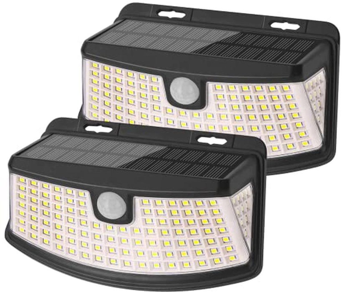 Zonnelampen voor Buiten met Bewegingsmelder - 120 LED, IP65 Waterdicht, 3 Verlichtingsmodi - 2 Stuks