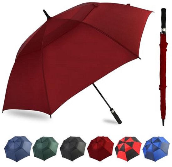 G4Free 119/54/58/162/168 inch automatische open golfparaplu, extra grote oversized, dubbele luifel, geventileerd, winddicht, waterdichte stokparaplu's met reflecterend stripontwerp (blauw02, 119,4 cm