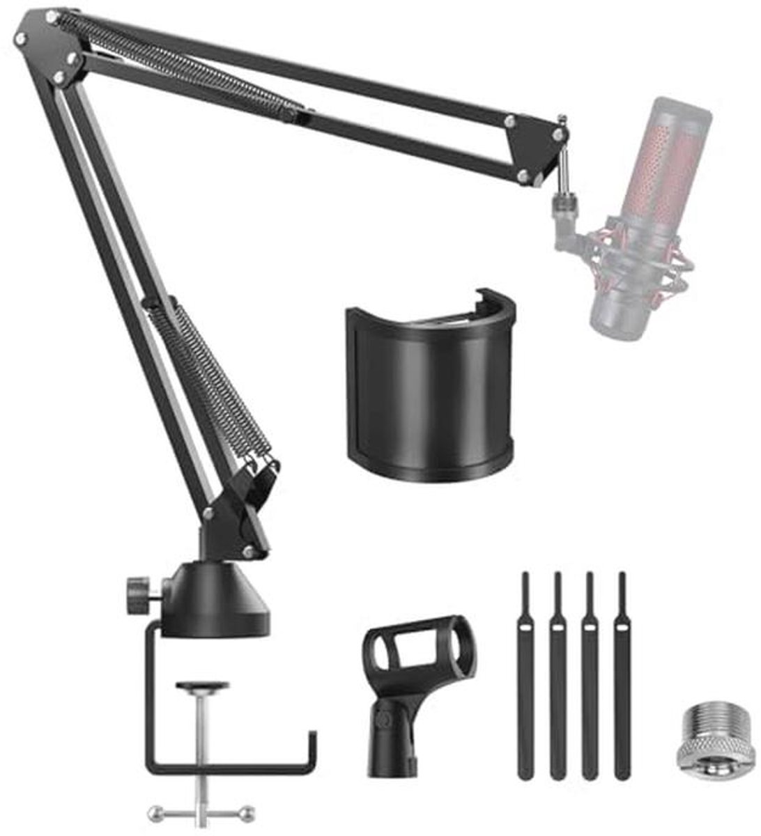 Verstelbare Microfoonarm met Groot Popfilter voor Gaming en Streaming