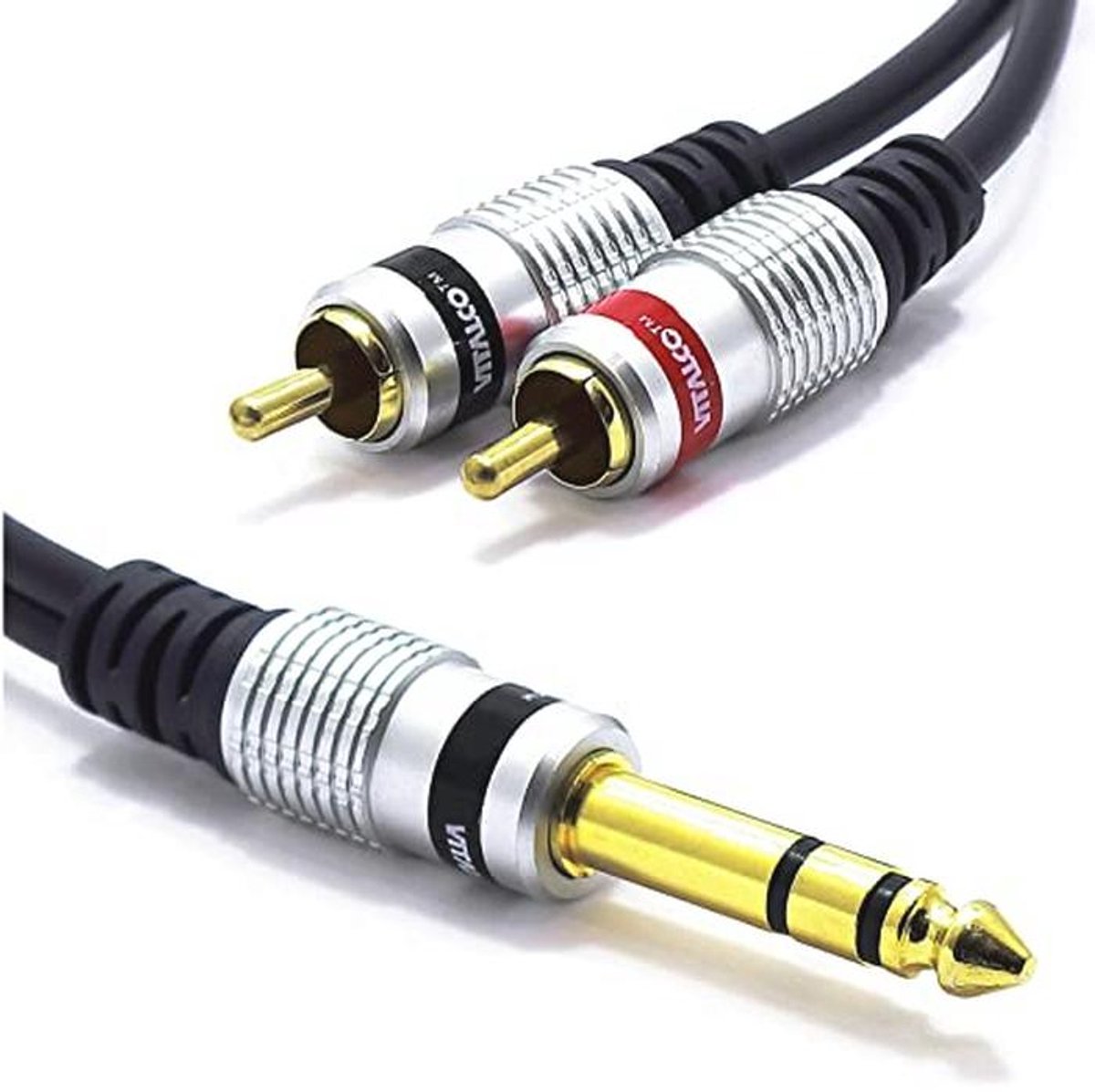 Kabel 1/4 TRS naar RCA 3 m - Stereo naar 2X RCA Phono Male Audiokabel
