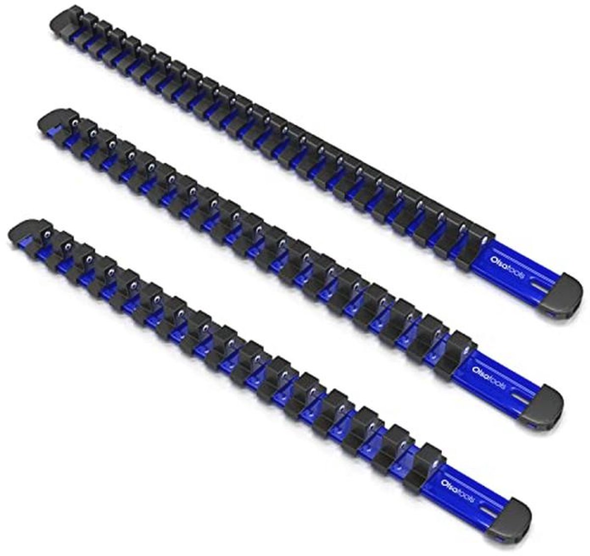 Set van 3 Aluminium Dopjeshouders met Vergrendelbare Eindkappen | Professionele Kwaliteit, 1/4-inch, 3/8-inch, 1/2-inch | Werkzeug Organizer