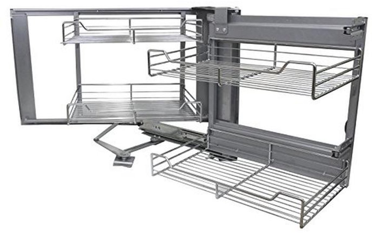 Uitschuiflades voor Hoek Keukenkast met Zachte Sluiting - 4 Manden, Capaciteit 15-20 kg