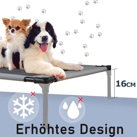 FIVMEN 2-in-1 Hondenbed Met Baldakijn - Verhoogd, Met Schaduwdoek, Binnen- En Buiten Gebruik, 76x76x61 Cm, Voor Honden En Katten, Metaal En Oxford-stof