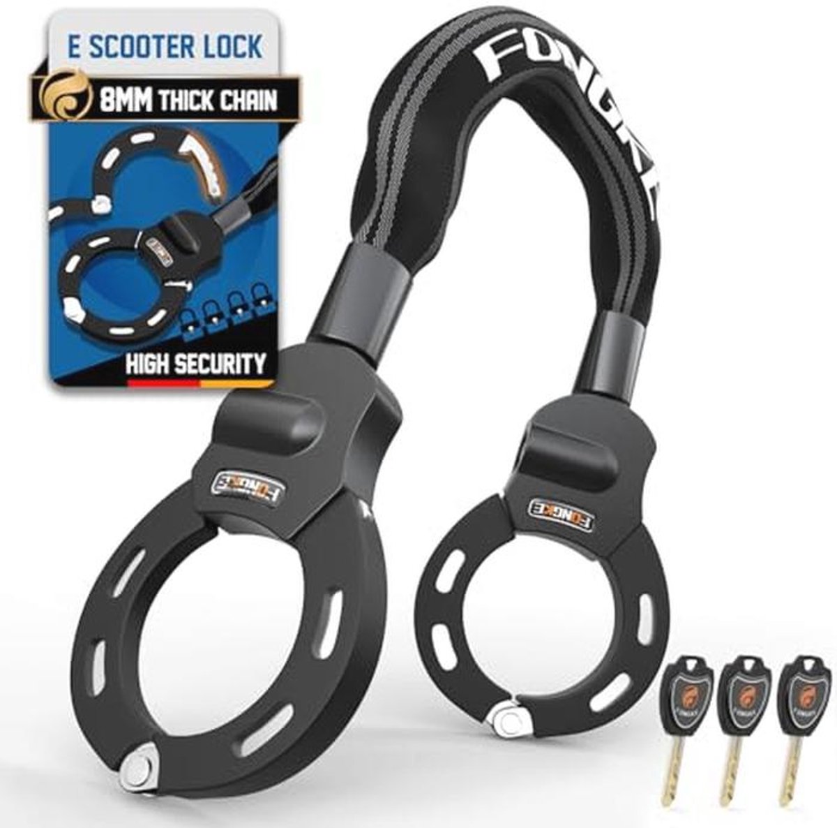 E-scooterslot 8 mm - Draagbaar en Veilig Kettingslot voor E-scooter