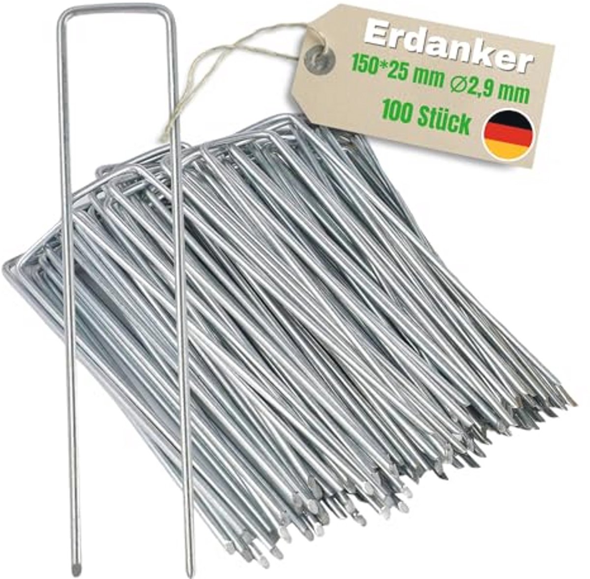 Anti-roest grondankers voor tuin en kamperen – Stevige bevestigingsankers 150 x 25 mm – Set van 100 stuks