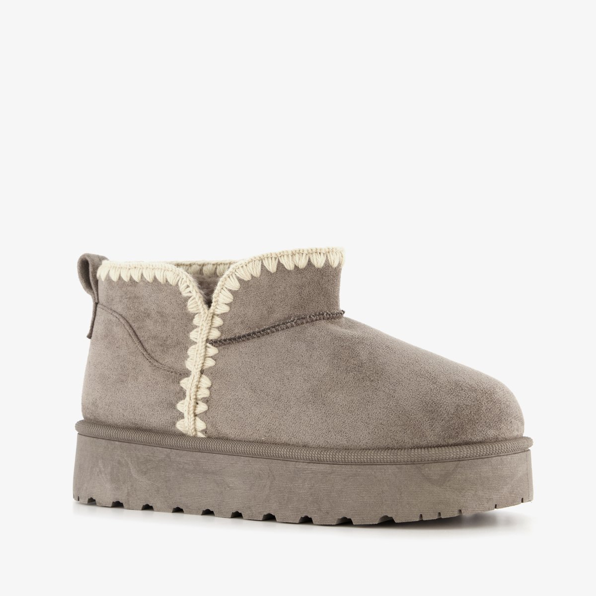 Blue Box lage gevoerde dames boots taupe - Bruin - Maat 37