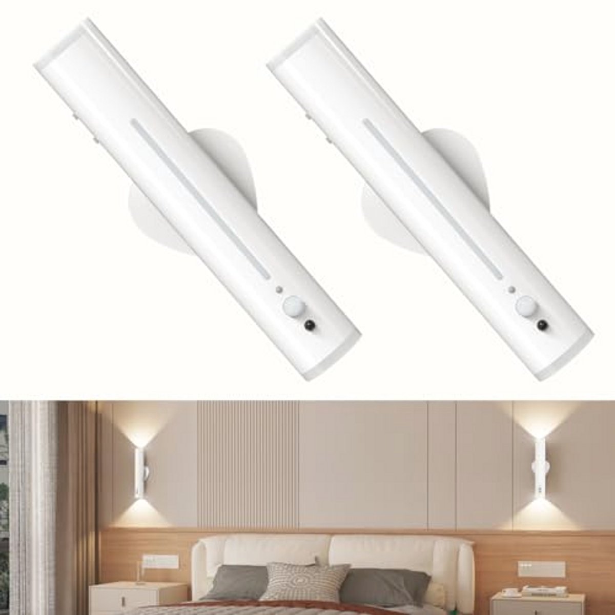Oplaadbare Wandlamp met Bewegingsmelder - Draadloze LED Wandverlichting voor Slaapkamer en Gang