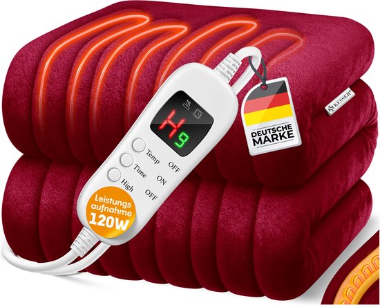 KESSER® Elektrische Warmtedeken XXL pluche | dubbelzijdig elektrische Deken met timer & automatisch uitschakelt | warmte-onderdeken met 9 temperatuurstanden | wasbaar tot 40 °C KESSER® Elektrische Warmtedeken XXL pluche | dubbelzijdig elektrische Deken met timer & automatisch uitschakelt | warmte-onderdeken met 9 temperatuurstanden | wasbaar tot 40 °C