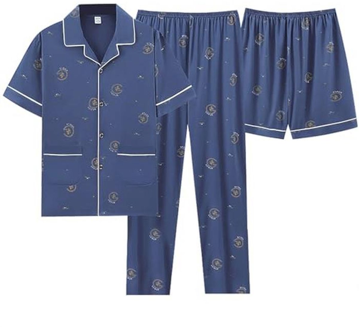 Katoenen Pyjama Heren Lange Mouwen Plus Size Casual Huiskleding