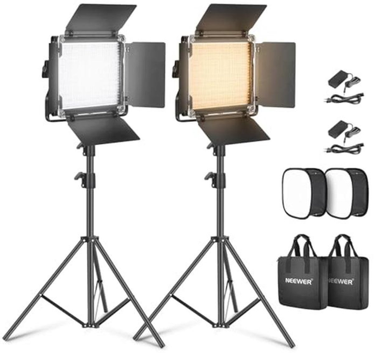 LED Videolichtpaneel Set met Statief en Diffuser voor Fotografie en Videoproductie