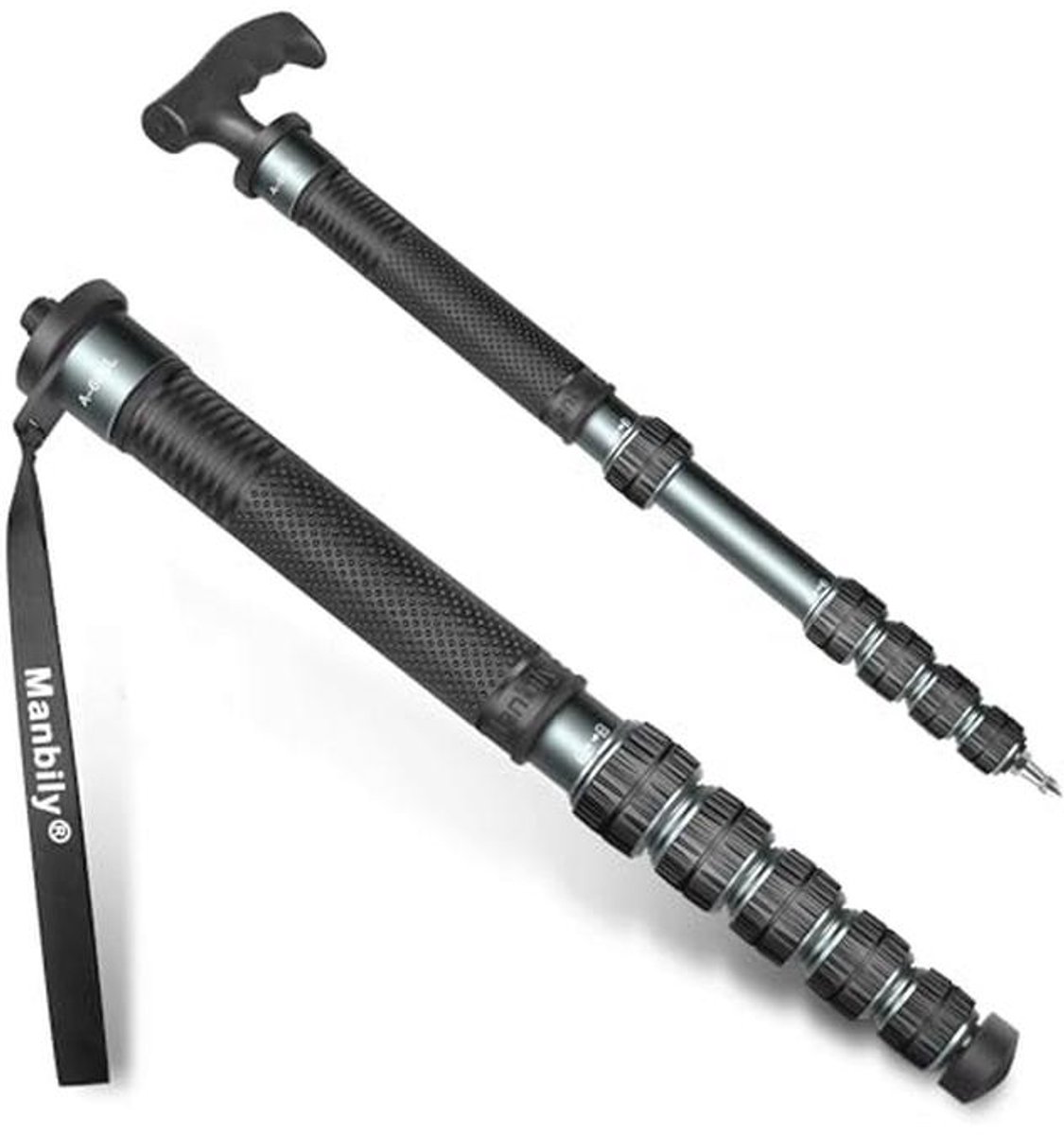 Manbily 69-inch Camera Monopod 32 mm Buis Aluminium Wandelstok Monopods voor Camera's 6 Secties Draagbare Compact Reizen met Handvat & Telefoonklep Max. 32 Lbs voor DSLR Video Camcorder Stand (Metaal
