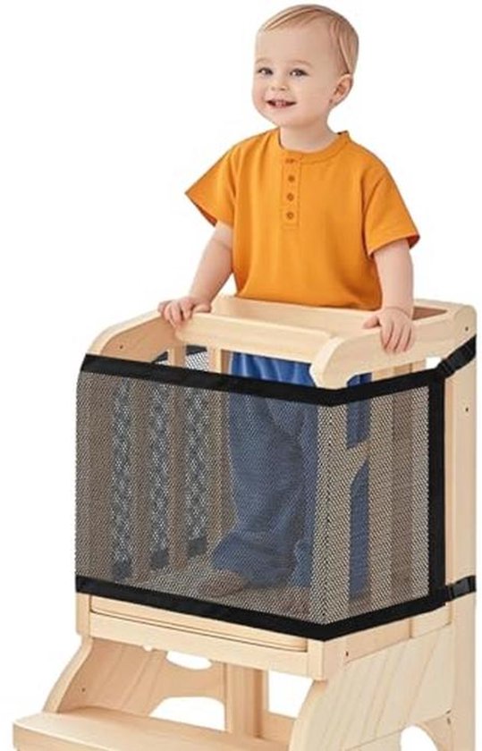 Dubbellaags Veiligheidsnet voor Leertoren en Opstapje - Geschikt voor Kinderen met 4-Zijdige Bescherming