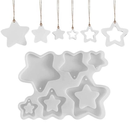 Holografische Mal - Hanger Ster Vlakken Groot- Siliconen - Xitin Beads & Jewelry